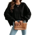 thumbnail image 1 of Blotona Women Autumn Loose Knitwear Solid Color Long Sleeve Round Neck Slit Hem Elegant Sweater, 1 of 10