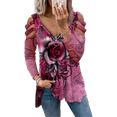 thumbnail image 1 of Blotona Women Casual Long Sleeve Tunics Tops Sexy V Neck Hollow Out Cold Shoulder T Shirts Plus Size Blouses with Zipper, 1 of 4