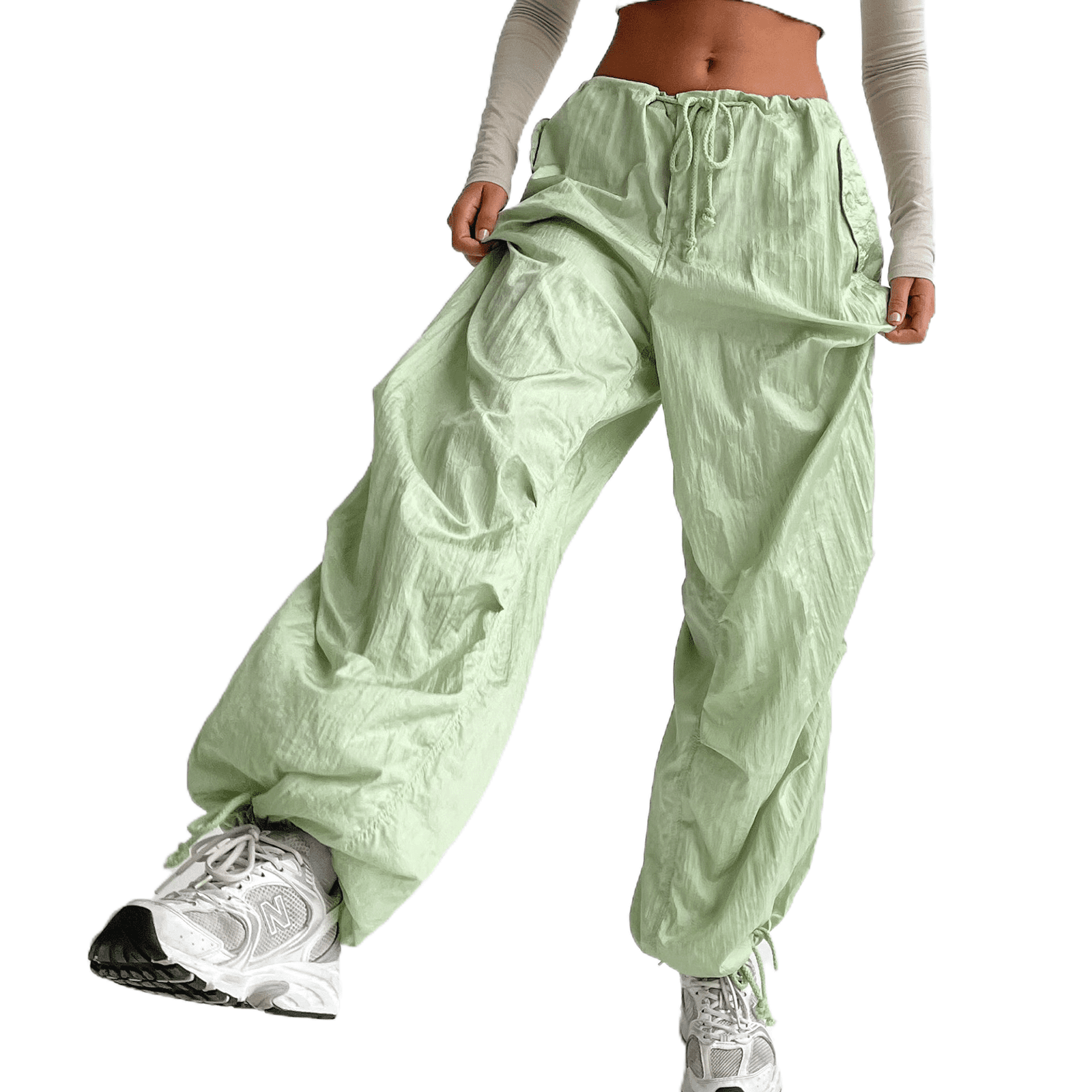 Amazoncom KMBANGI Women Baggy Cargo Pants Low Waist Wide Leg Sweatpants  Casual Drawstring Loose Pocket Joggers Trousers Hippie StreetwearLoose  KhakiS  Clothing Shoes  Jewelry