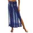 thumbnail image 1 of Blotona Women Knit Crochet Bikini Cover-Ups Long Skirt See Through Hollow Out Ripped High Waist Split Wrap Sarong Skirts Beachwear, 1 of 9