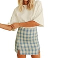 thumbnail image 1 of Blotona Women Plaid Skirts High Waist A-Line Mini Bodycon Uniform Zipper Skirt, 1 of 7