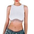 thumbnail image 1 of Blotona Women Rhinestone Fringe Crop Tank Tops Sexy Sleeveless Crew Neck Ribbed Knit Vest Tops, 1 of 9