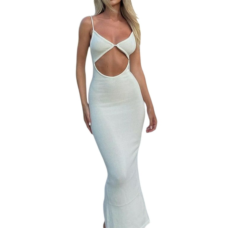 White bodycon outlet dress with slit