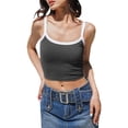 thumbnail image 1 of Blotona Women Spaghetti Strap Camisoles Contrast Color Sleeveless Sling Tank Tops Summer Slim Fit Exposed Navel Vests Crop Tops, 1 of 6