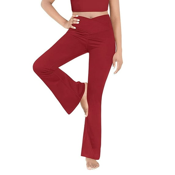 Blotona Women V Cross Waist Leggings Solid Color/ Tie-dyed Print Yoga Pants