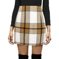 thumbnail image 1 of Blotona Women Wool Plaid Mini Skirt High Waist Winter Faux Wool Pencil Skirt Elegant Casua Vintage Mini Pencil Skirts Preppy Clothes for Teen Girls, 1 of 4