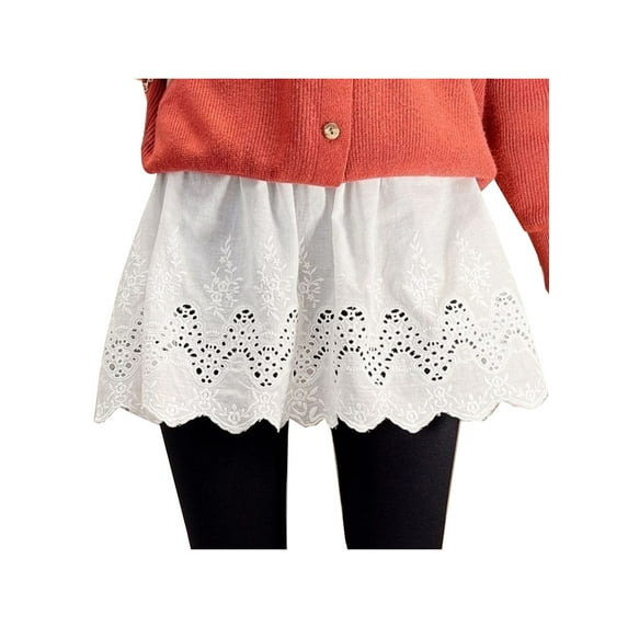 Blotona Women's Lace Extender Skirt Adjustable Layered Fake Top Lower Sweep Shirt Mini Lace Underskirt A Version Half Slips S/M/L/XL, Black/White