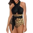 thumbnail image 1 of Blotona Women's Sexy Plus Size Swimsuit Floral Plaid Leopard Print Swimwear Backless Hanging Neck Patchwork Beachwear, 1 of 2