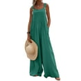 thumbnail image 1 of Blotona Womens Casual Loose Sleeveless Jumpsuits Long Baggy Button Wide Leg Pants Rompers Jumpsuits with Pockets, 1 of 9
