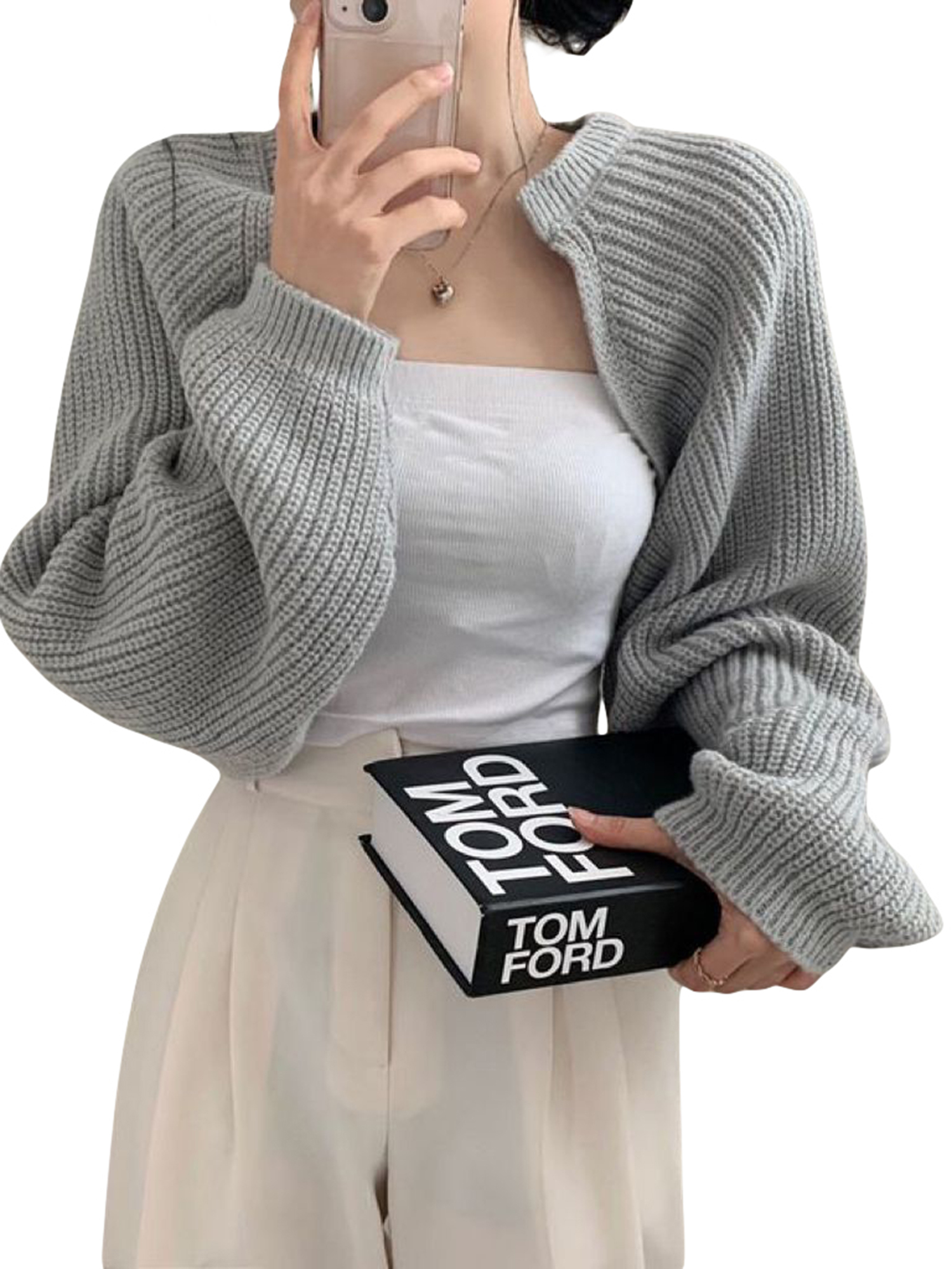 Gray shrug sweater best sale