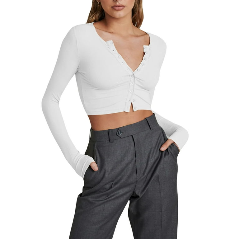 Solid Color Round Neck Slit Button Short Sweater Solid Color Round Neck Slit Button Short Sweater