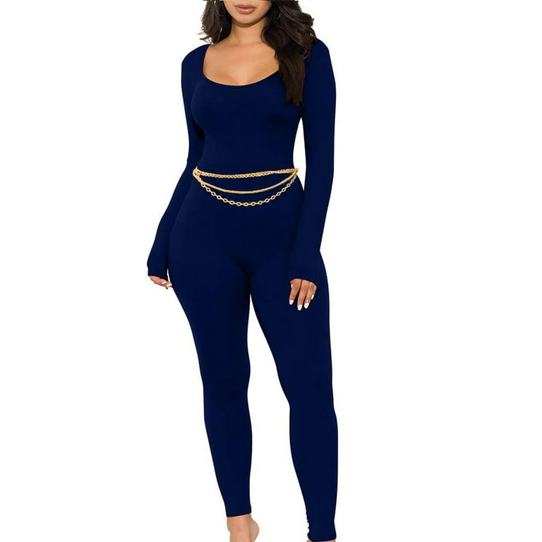 Blotona Yoga Jumpsuits for Women Long Sleeve Workout Jumpsuits