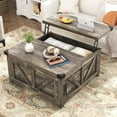 thumbnail image 1 of 35.6" Lift Top Coffee Table with Storage, Farmhouse Square Coffee Table with Charging Ports, Wood Center Table w/Large Hidden Space for Living Room Home Office,Dark Grey, 1 of 9