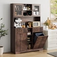 thumbnail image 1 of Blotout 47" Wide Kitchen Pantry Storage Cabinet with Charging Station & Microwave Stand, Tall Fluted Kitchen Hutch Cabinet, Double Tilt Out Trash Can Cabinet 10X2 Gallon, 1 of 9