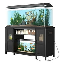 Blotout 55" Heavy Duty Metal Aquarium Stand with Power Outlets, 55-75 Gallon Fish Tank Stand for 2 Fish Tank Accessories Storage, Suit for Turtle Tank, Reptile Terrarium, 880lbs Capacity, Black