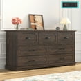thumbnail image 1 of Blotout 55" Large Long Drawer Dresser with Deep Drawers, Farmhouse 7 Drawer Dresser for Bedroom, Wide Wood Chest of Drawers with Power Outlets, Antique White Dresser, 1 of 8