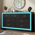 thumbnail image 1 of Black Dresser for Bedroom, 63" Wood 7 Drawer Dresser with LED Light, Long Dressers & Chests of Drawers with Deep Drawers, 34" Tall Storage Cabinet for Bedroom, Living Room, Hallway, 1 of 9