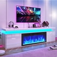 thumbnail image 1 of Blotout 70'' Fireplace TV Stand with 36'' Fireplace, Gloss Wall Mounted Fireplace Entertainment Center with Storage&Power Outlet, Modern LED Light Console for Wall-mounted TV Up to 80'', 1 of 13