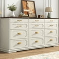thumbnail image 1 of Blotout 70" Large Long Dresser with Deep Drawers, Farmhouse 12 Drawer Dresser for Bedroom, Wide Wood Chest of Drawers with Power Outlets, Antique White Dresser, 1 of 9