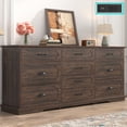 thumbnail image 1 of Blotout 70" Large Long Dresser with Deep Drawers, Farmhouse 10 Drawer Dresser for Bedroom, Wide Wood Chest of Drawers with Power Outlets, Rustic Brown Dresser, 1 of 9