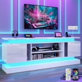 thumbnail image 1 of Blotout 71" TV Stand with LED Lights & Power Outlet for 85/80/75 Inch TV, Modern Gaming Entertainment Center with High Gloss Cabinet, Media TV Console for Living Room (White), 1 of 9