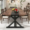 thumbnail image 1 of Blotout 71" Modern Farmhouse Dining Table for 6-8 Person, Rectangular Wood Dining Table with Adjustable Feet, Kitchen Table for Dining Room, Gathering, Kitchen (Brown Black), 1 of 9