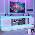 thumbnail image 1 of Blotout 71" TV Stand with LED Lights & Power Outlet for 85/80/75 Inch TV, Modern Gaming Entertainment Center with High Gloss Cabinet, Media TV Console for Living Room (Marble), 1 of 10