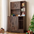 thumbnail image 1 of Blotout 71" Tall Farmhouse Cat Litter Box Enclosure W/Open Shelves & Doors, Wooden Cat Litter Box Furniture for Self-Cleaning Litter Boxes, Large Hidden Litter Box Furniture W/ Power Outlets, Locks, 1 of 10