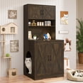thumbnail image 1 of Blotout 71" Tall Farmhouse Cat Litter Box Enclosure W/ Shelves and Doors, Wooden Cat Litter Box Furniture for Self-Cleaning Litter Boxes, Large Hidden Litter Box Furniture W/ Power Outlets, Locks, 1 of 10