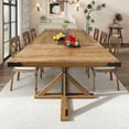 thumbnail image 1 of Blotout 95" Natural Wood Color Farmhouse Dining Table for 10-12 People, Rectangular Wood Dining Table, Long Dining Room Tables with Wood Strip Base for Dining Room, Gathering, Kitchen (Natural Oak), 1 of 10