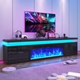 thumbnail image 1 of Blotout 80'' Fireplace TV Stand with 40'' Fireplace, Gloss Wall Mounted Fireplace Entertainment Center with Storage&Power Outlet, Modern LED Light Console for Wall-mounted TV Up to 90'', 1 of 10