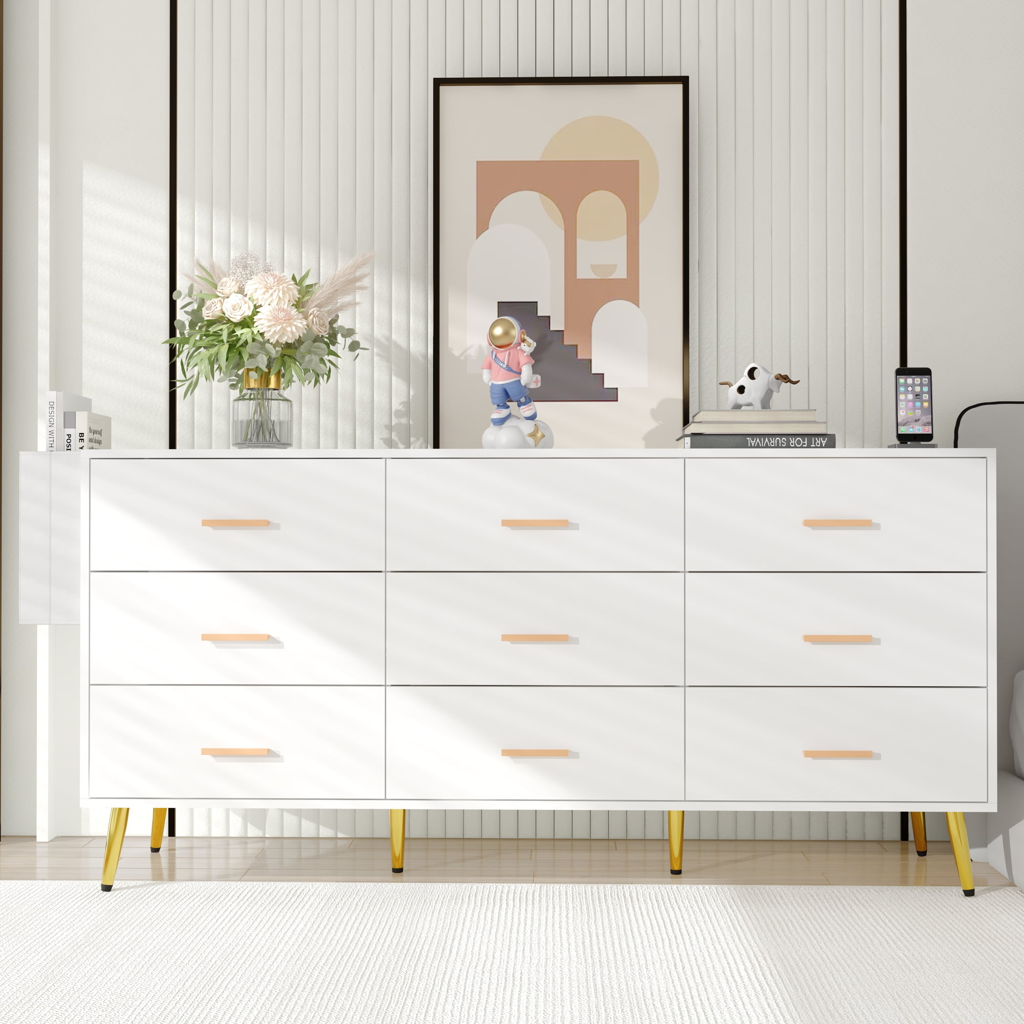 green emerald velvet dress White 9 Drawer Dresser​ - 9 Drawer Wood Dresser​ main image 1
