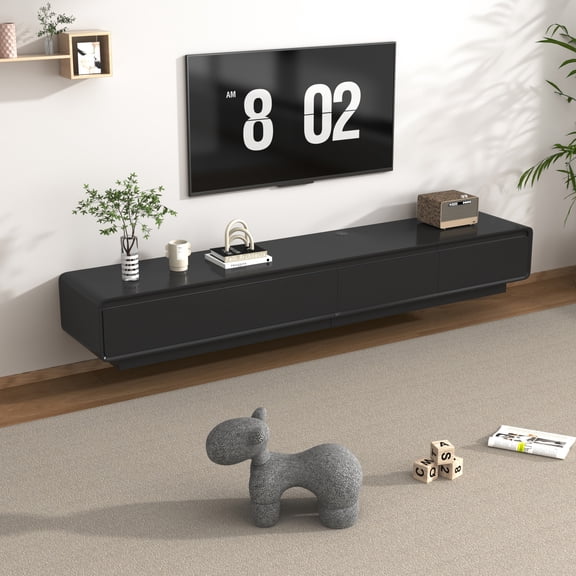 Blotout 78.7''Minimalist Floating TV Stand, Modern Wall-Mounted Media Console with 4 Drawers, Soft Close Hydraulic Cabinets, Round Corner & Cable Management for Wall-mounted TV Up to 90''