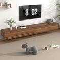 thumbnail image 1 of Blotout 94.5'' Minimalist Floating TV Stand, Modern Wall-Mounted Media Console with 4 Drawers for Wall-mounted TV Up to 110'', Brown, 1 of 9