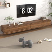 Blotout 94.5'' Minimalist Floating TV Stand, Modern Wall-Mounted Media Console with 4 Drawers for Wall-mounted TV Up to 110'', Brown