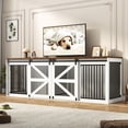 thumbnail image 1 of Blotout 95" Large Farmhouse Dog Crate TV Stand, Wooden Dog Crate Furniture with with Divider Panel/Sliding Metal Mesh Barn Door, XL-XXL Heavty Duty Dog Crates Furniture for 2 Large Dogs, 1 of 7