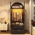 thumbnail image 1 of Blotout Arched Armoire Wardrobe Closet with LED Light & Glass Doors, 75" Tall 2 Door Armoire Closet with 2 Drawers & Storage Shelves, Large Bedroom Storage Clothes Organizer with Hanging Rod, 1 of 10