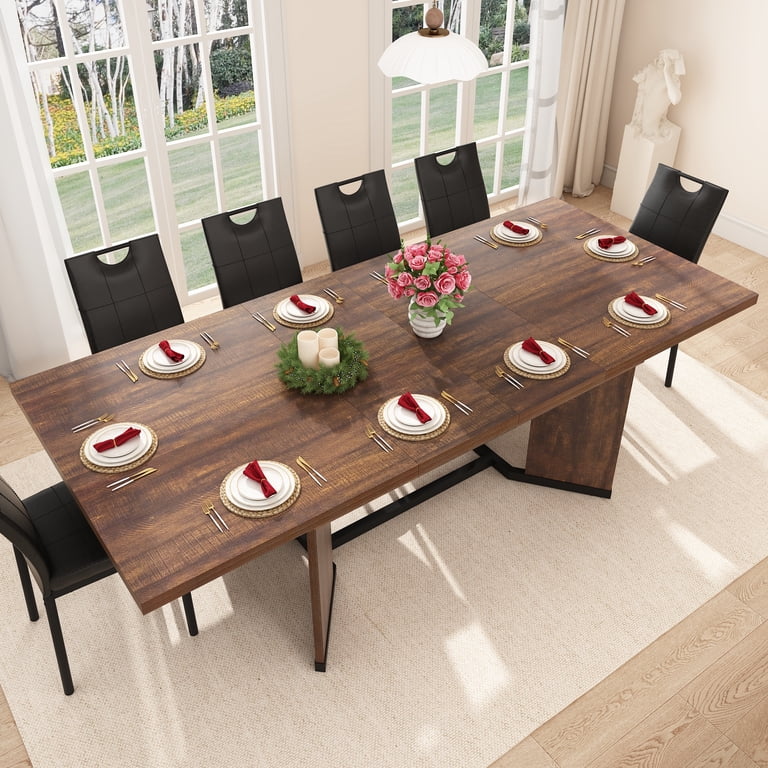 Blotout Extendable Dining Table for 6-10, 59'' to 86.6'' Brown