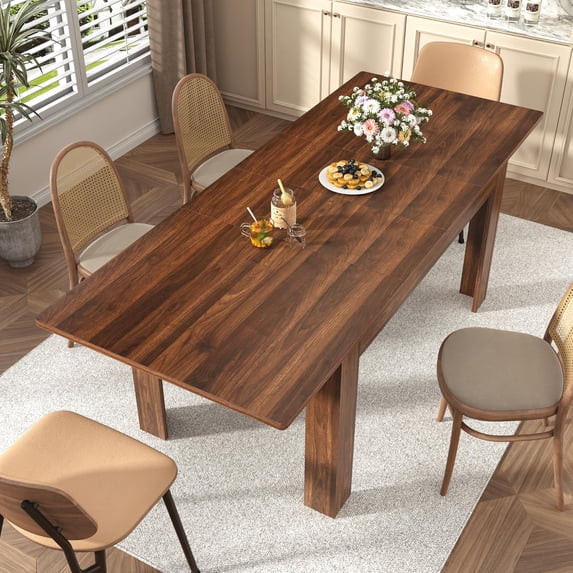 Blotout Extendable Dining Table for 6-10 Person, Large Wood Kitchen Table, Rectangular Extendable Table for Gatherings, Meeting for Small Kitchens, Dining Office Areas