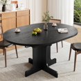 thumbnail image 1 of Blotout Extendable Round Dining Table, 43.3"-59" Expandable Oval Kitchen Table with Hidden Storage, Modern Wood Grain Pedestal Base, Dining Table for 4-8 People, 1 of 10
