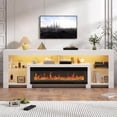 thumbnail image 1 of Blotout Fireplace TV Stand for 95/100''TV with 50'' Fireplace, 94.5'' Modern LED Entertainment Center with Overheat Protection, Adjustable Shelves, 2 Tier Fireplace Console for Living Room, Bedroom, 1 of 10