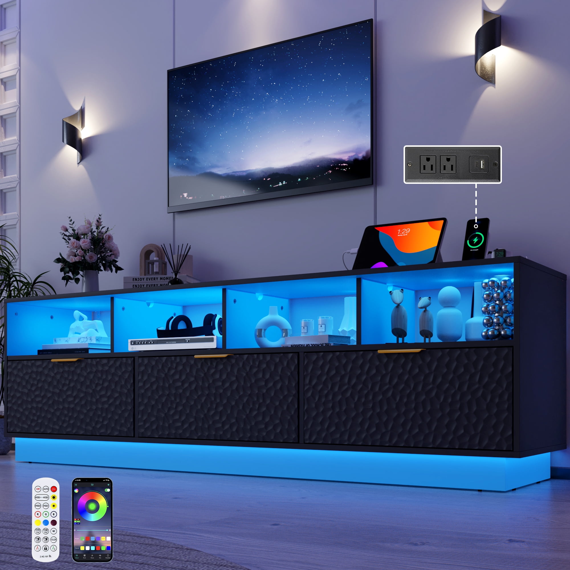 Soundbar Cabinet Blotout LED TV Stand For Up To 85'' TVs With - Main Image