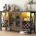 thumbnail image 1 of Blotout-Liquor Cabinet with Outlet & 16,000 Color Lights, Rustic Bar Cabinet with Removable Wine Rack, Coffee Bar Cabinet with Storage for Kitchen, Dining Room, Living Room(Grey), 1 of 11