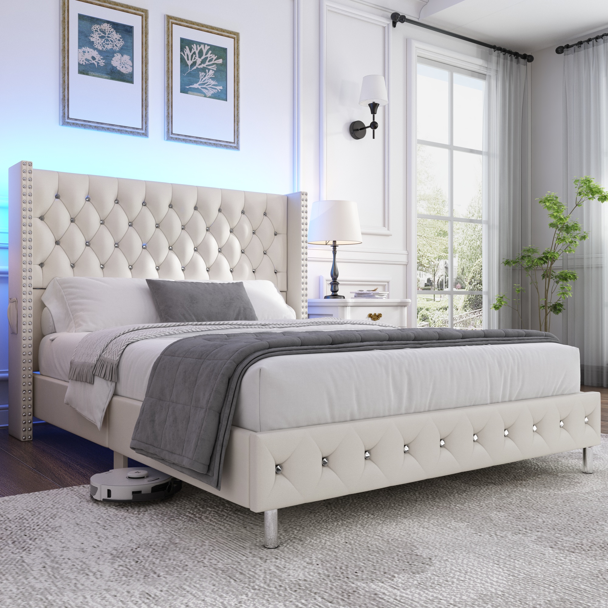 Cassandra Headboards for Queen Size Bed, Upholstered Button Tufted Bed