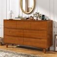thumbnail image 1 of Blotout Solid Wood Dresser for Bedroom, 55"W x 33"H Mid Century Modern 7 Drawer Dresser with Charging Station, Handleless Wood Chest of Drawers for Living Room Entryway Hallway, 1 of 11