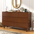 thumbnail image 1 of Blotout Solid Wood Dresser for Bedroom, 55"W x 33"H Mid Century Modern 7 Drawer Dresser with Charging Station, Handleless Wood Chest of Drawers for Living Room Entryway Hallway, 1 of 10