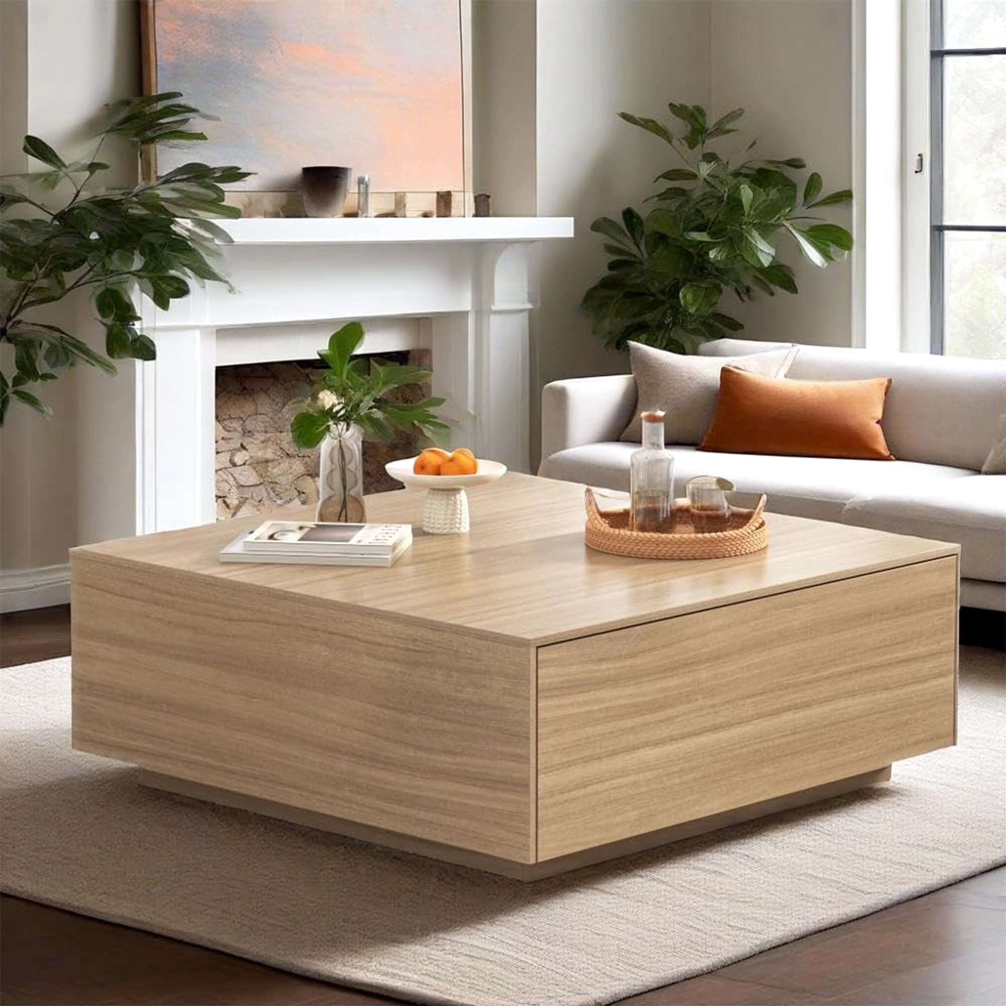 43” Square Coffee Table with Storage, 43