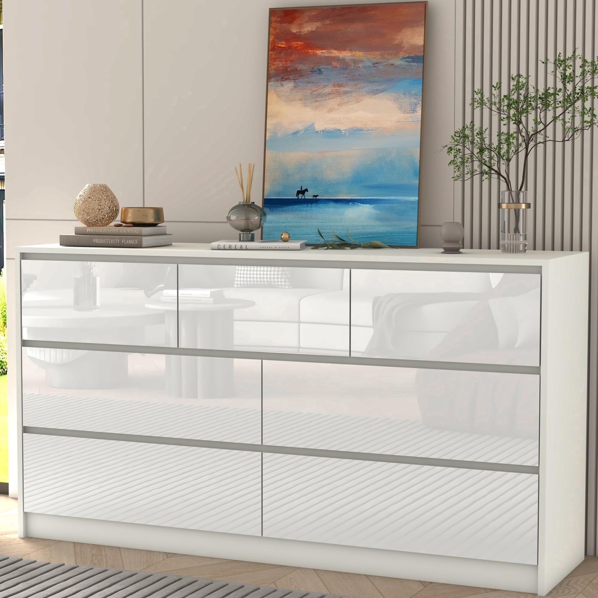 white dresser malm jiteentarou for Bedroom, 63 Inch Long 9 Drawers Dresser with Charging Station, Modern Large Wood Chest of Drawers Handle Free for Bedroom, Living Room, Entryway, Hallway, White while the open construction allows air to circulate and keeps the mattress fresh. IKEA MALM 6 drawer dresser