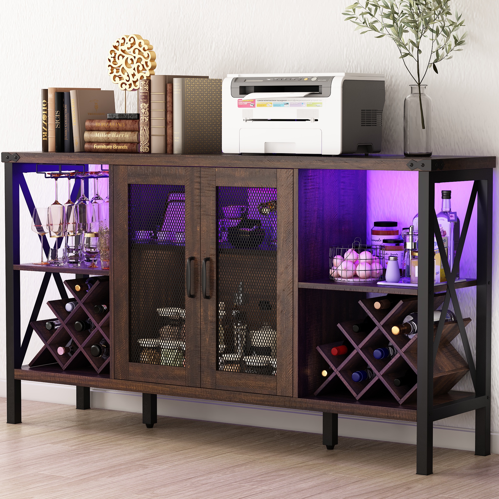 Costway Wood Globe Wine Bar Stand 34'' H 16th Century Italian Rack