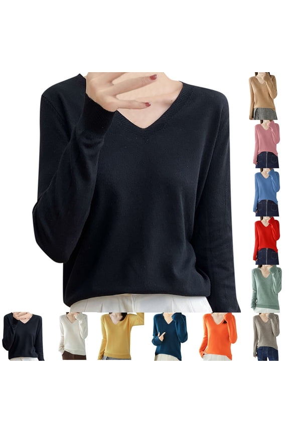 Blouse For Women Solid Color Long Sleeve Knit Sweater Top Wool Pullover Sweater Base Sweater For Fashion Clothes